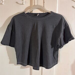 bp Washed Charcoal Cropped Short Sleeve Tee